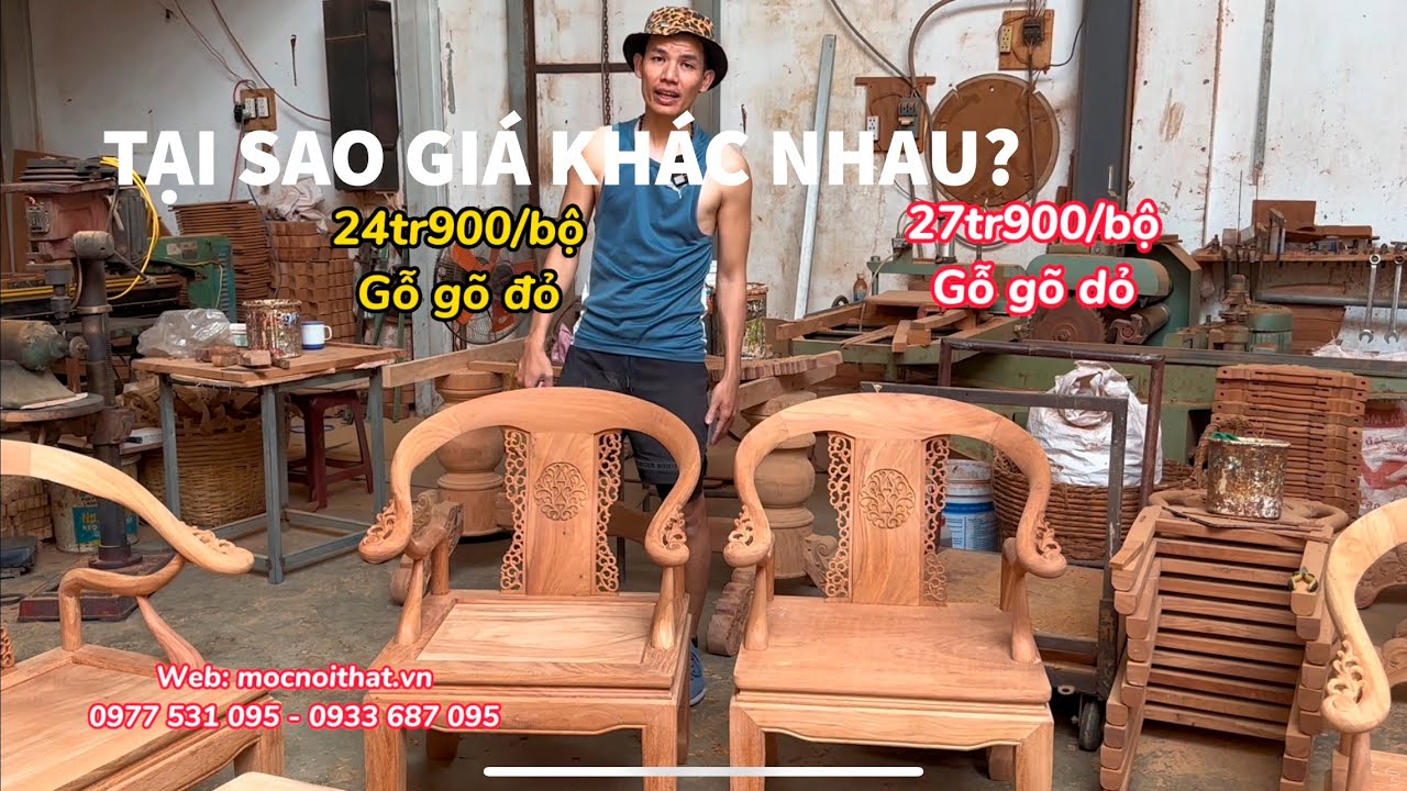 Đồ gỗ Sao có nhiều Giá - Sự Khác Nhau Bộ bàn ghế gỗ gõ đỏ Minh Thúng