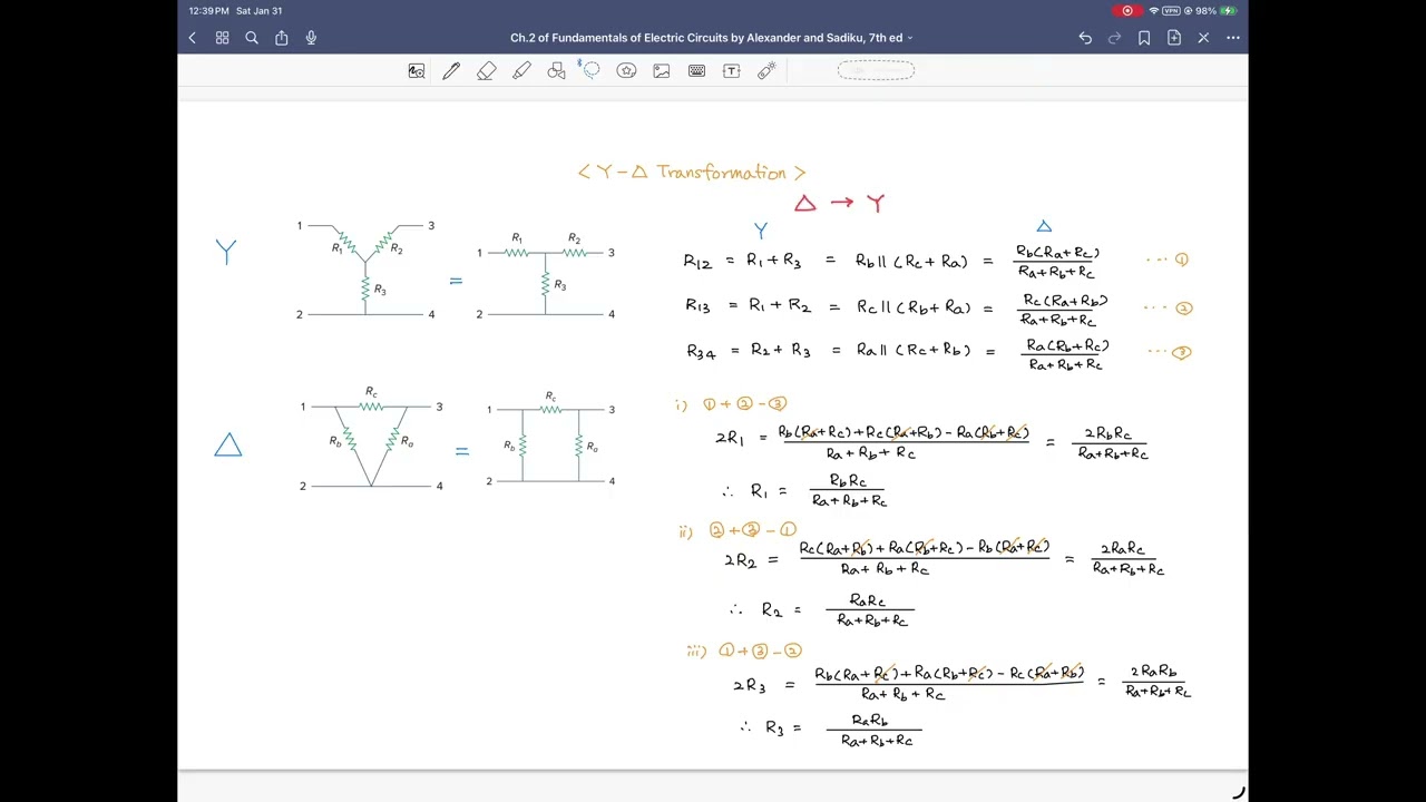 Ch 2.7 Y-Delta Transformation, Fundamentals of Electric Circuits, 7th ed, by Alexander & Sadiku