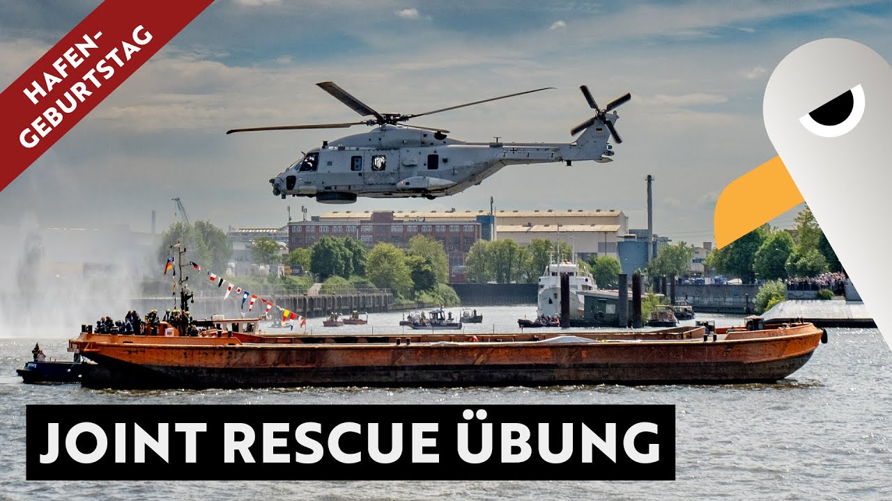 Rescue Übung mit NH90, Polizei, ADAC, DGzRS, Bundeswehr  ⚓️ 836. Hamburger Hafengeburtstag