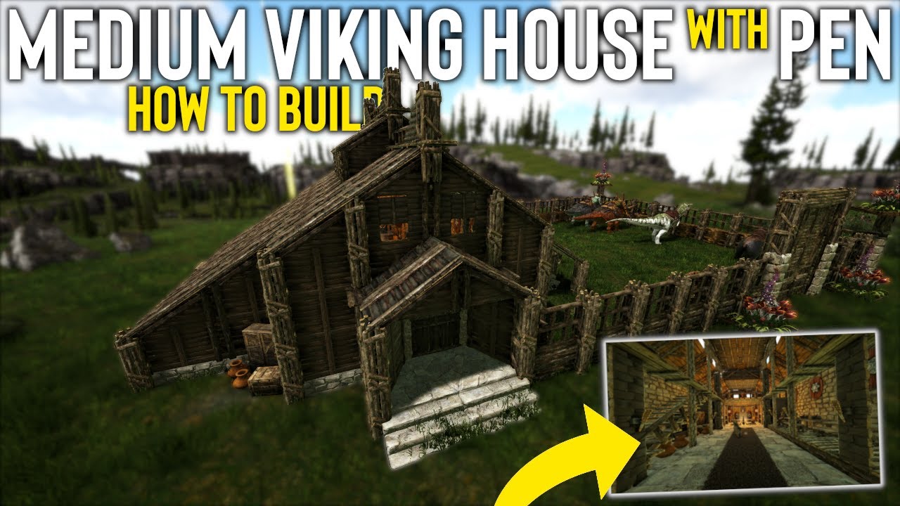 Ark: Medium Viking House With Dino Pen - How To Build