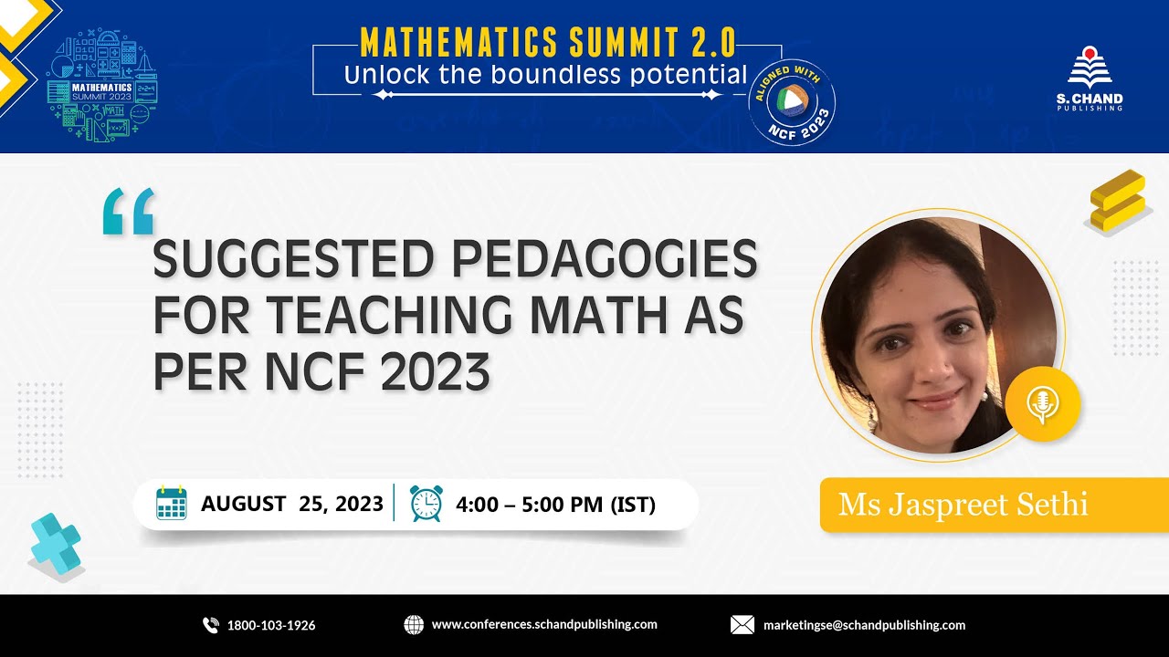 S Chand's Mathematics Summit 2.0|Suggested Pedagogies teaching Math as per NCF2023 by Jaspreet Sethi