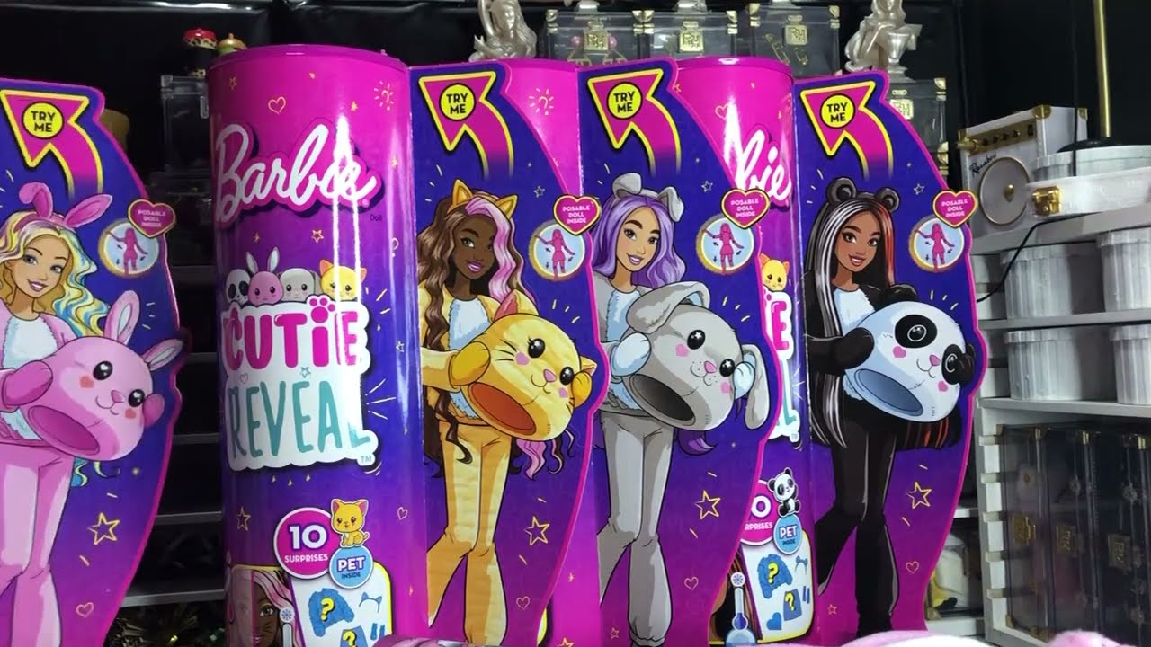 Barbie: Barbie Cutie Reveal Series 1 Bunny, Kitty, Puppy, and Panda Unboxing review and Color Match