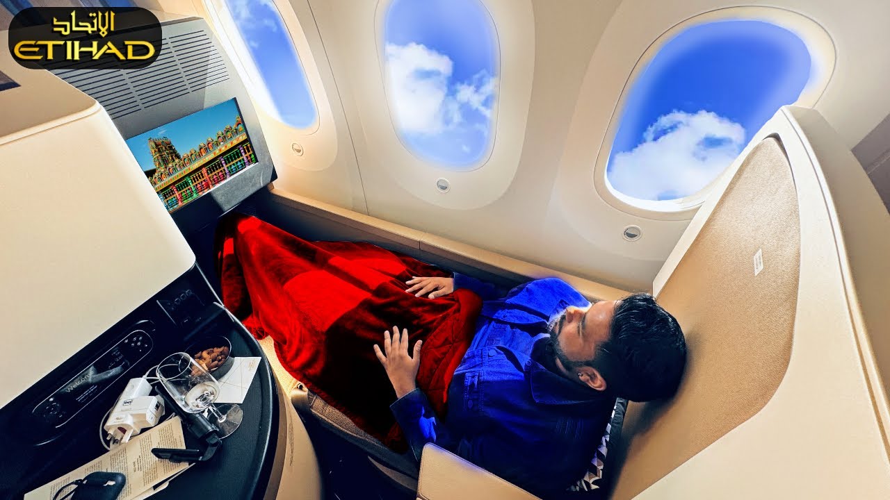 Unboxing ETIHAD AIRWAYS Boeing 787  BUSINESS CLASS with UNLIMITED FOOD |