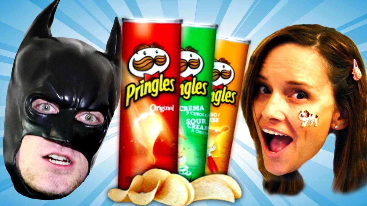 * PRINGLES CHALLENGE * Amy Jo vs Batman - Who Will Win the Potato Chip Challenge? | DCTC