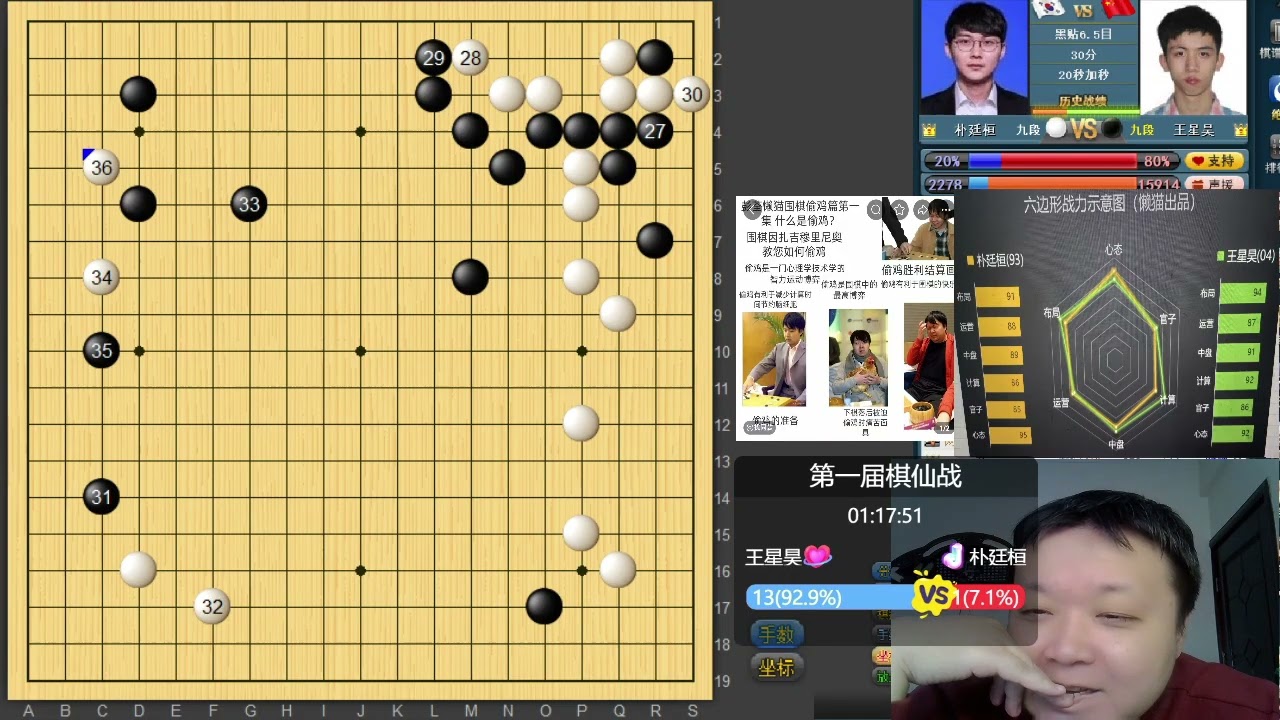 [彭荃直播] 20260225 第1届新韩银行棋仙战决赛第1局 朴廷桓vs王星昊