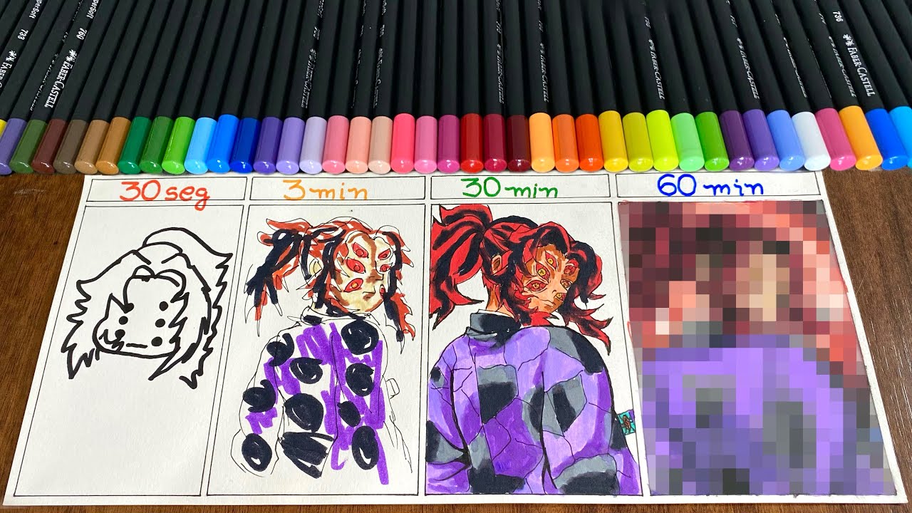 Desenhando o KOKUSHIBO em 30 seg, 3 min, 30 min e 60 min.  | Demon Slayer | Lucas ArteVlog