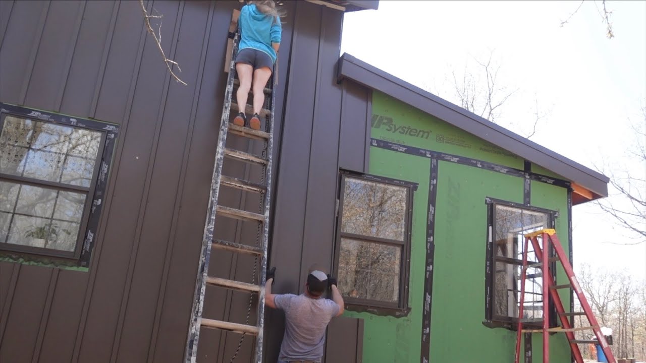 Siding Our DIY Cabin | Board And Batten Metal Siding