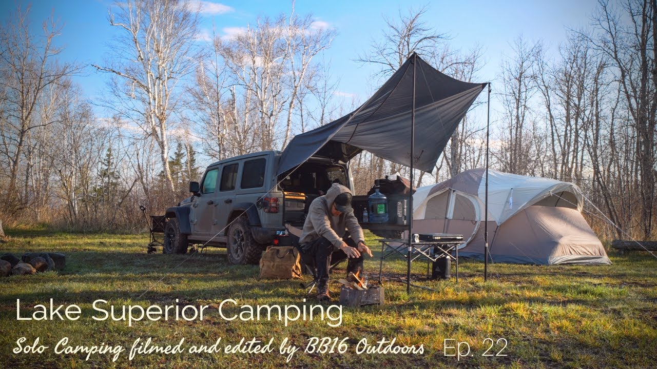 Rain Camping Adventure Alone - Lake Superior (Early Spring)