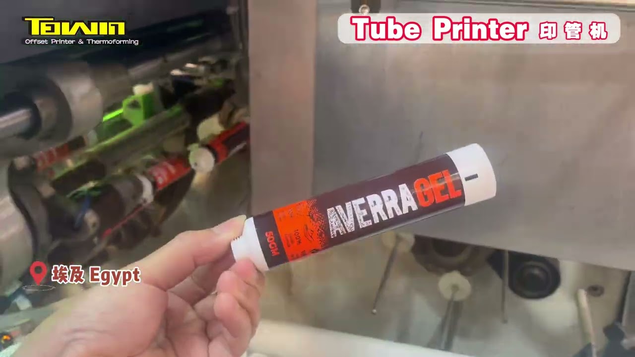 Towin plastic soft tube offset printing machine in action at a customer's factory.