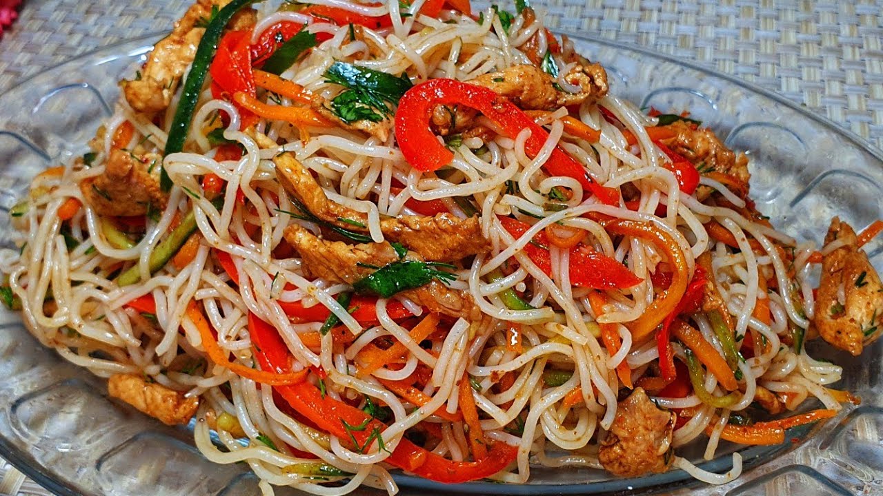 ЭТОТ САЛАТ БЕСПОДОБЕН! ГОТОВЛЮ ЧЕРЕЗ ДЕНЬ. НЕ НАДОЕДАЕТ! Фунчоза с курицей.