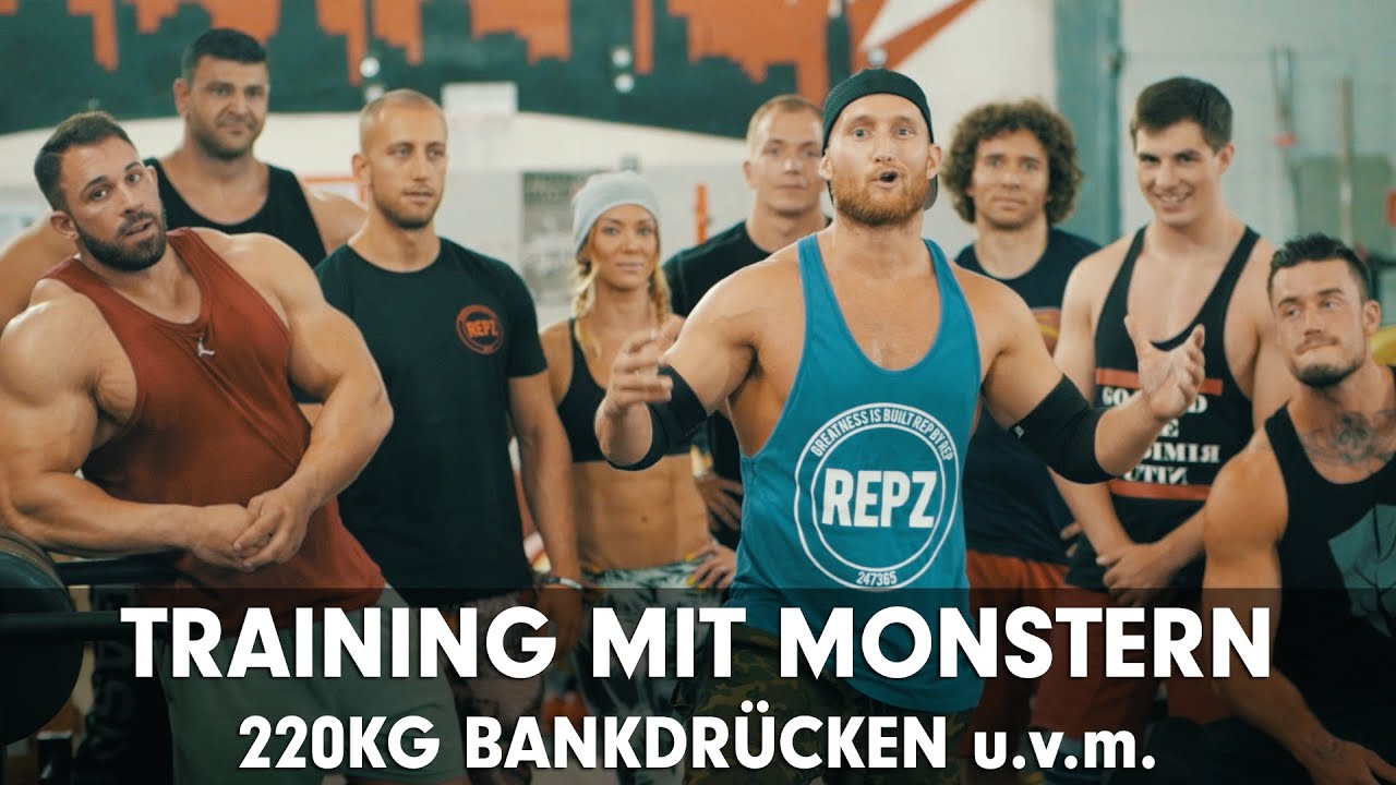TRAINING MIT MONSTERN / 220kg Bankdr&uuml;cken, Romano Rengel, Cornelia Ritzke und viele mehr