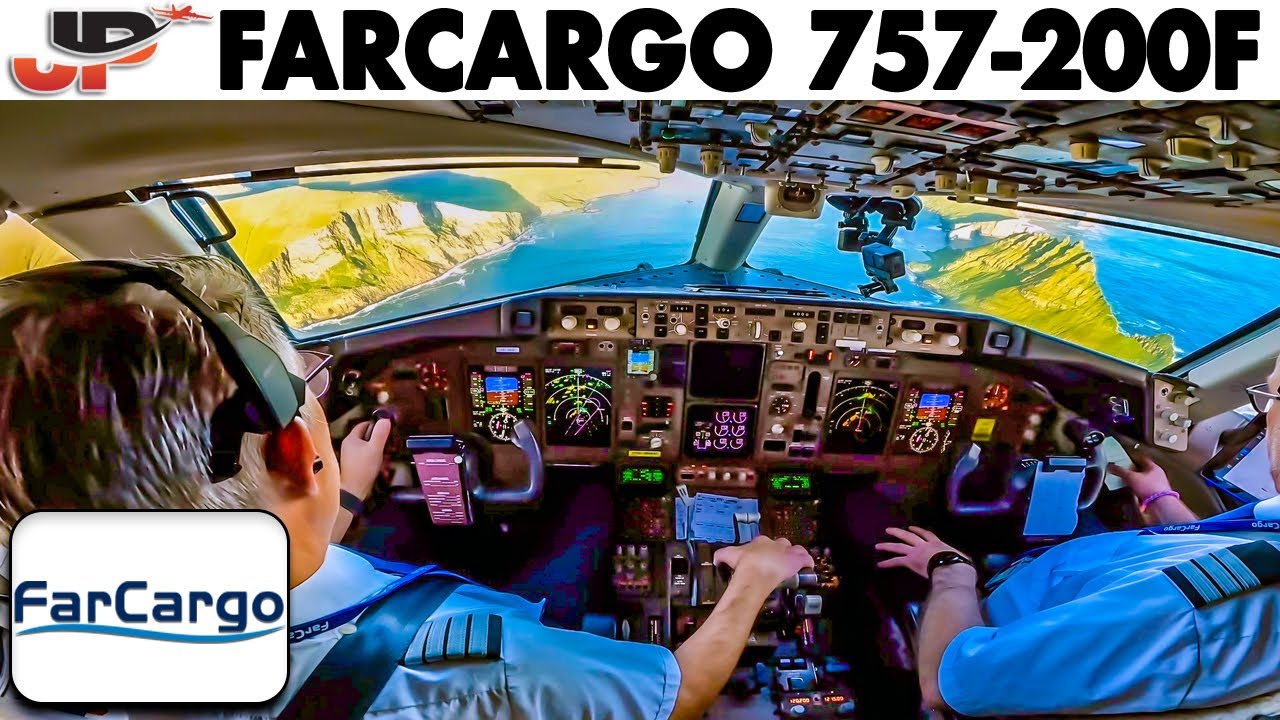 Superb Approach to the Faroe Islands in 757 Freighter Cockpit