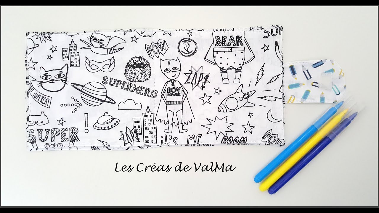 Cahier en tissu à colorier - livre de coloriage en tissu pour enfants - Tuto couture ValMa