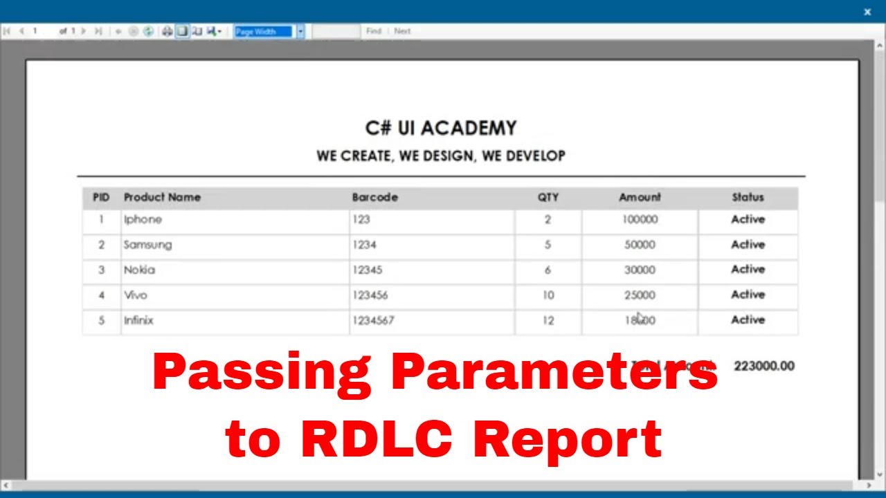 2 - How to Pass Parameters to RDLC report in C# with MS SQL Server