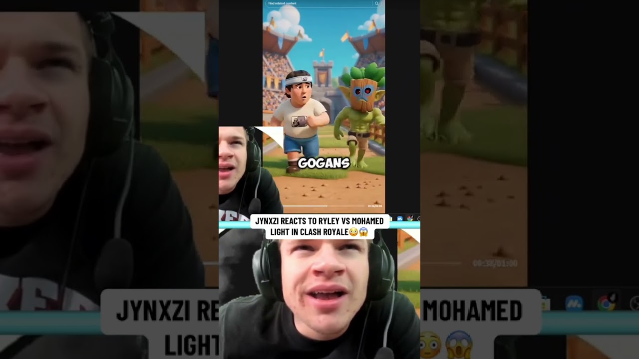 Jynxzi react to himself in clash of royale