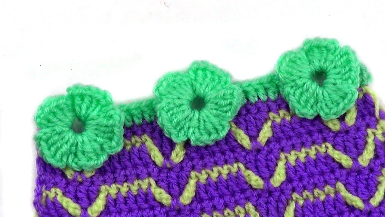 Обвязка края с цветочками   Floral edging