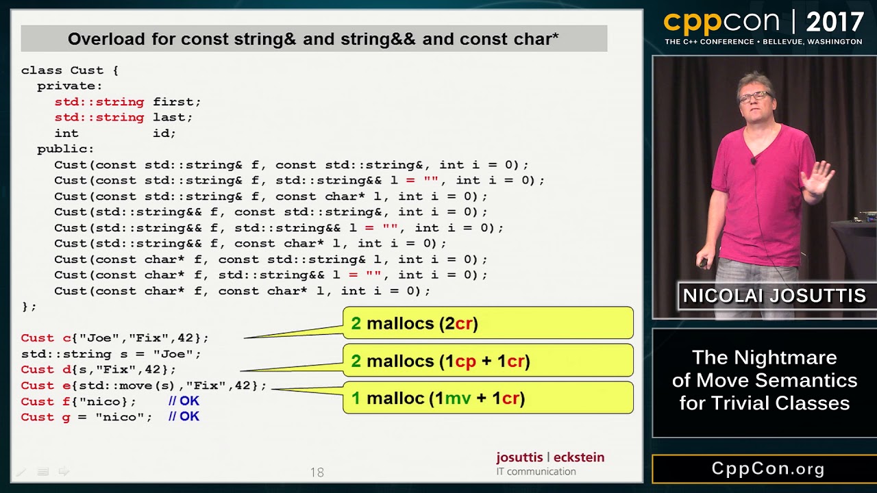 CppCon 2017: Nicolai Josuttis “The Nightmare of Move Semantics for Trivial Classes”