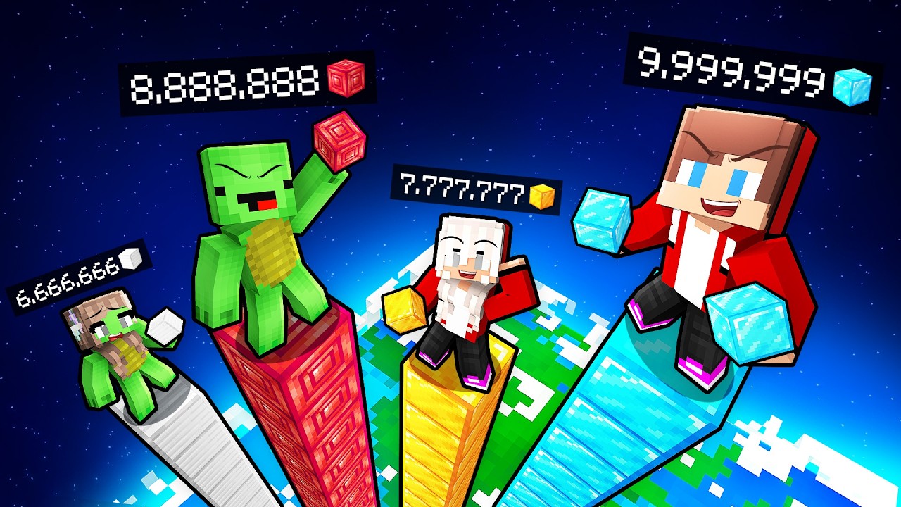 Майки против семьи Джей-Джей: Испытание &laquo;Битва башен&raquo; в Minecraft - Maizen