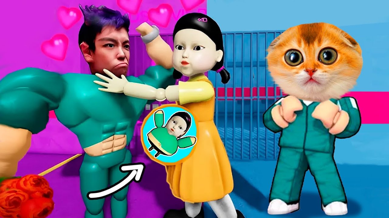ТЮРЬМА КАЧКА ТАНОСА И КУКЛЫ ИЗ ИГРЫ В КАЛЬМАРА! ПОБЕГ В РОБЛОКС! SQUID GAME PRISON RUN!