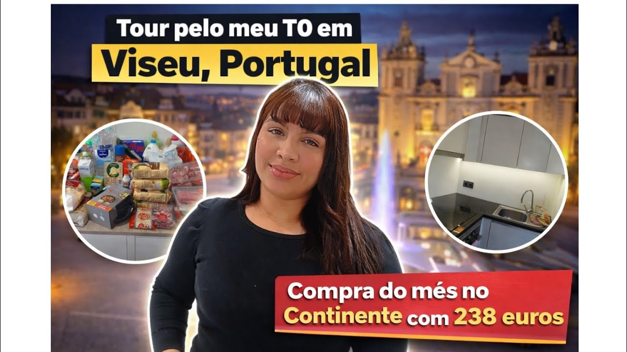Quanto custa viver em Viseu? 🏡 Tour no meu T0 + Compras do mês no Continente (238€)