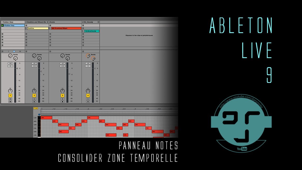 Ableton Live 9: Panneau Notes & Consolider zone temporelle