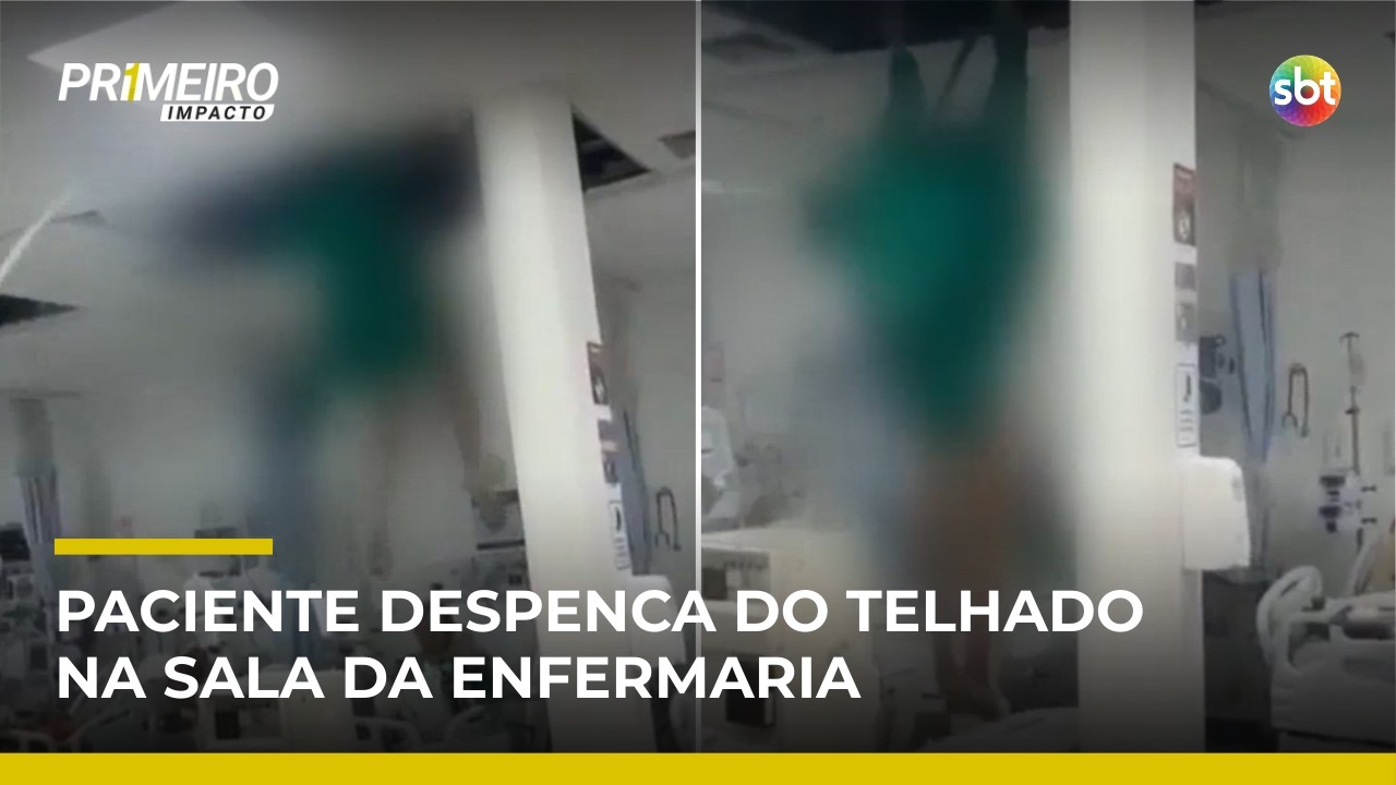 RJ: Paciente cai do teto de hospital durante surto e assusta pessoas na enfermaria |#PrimeiroImpacto