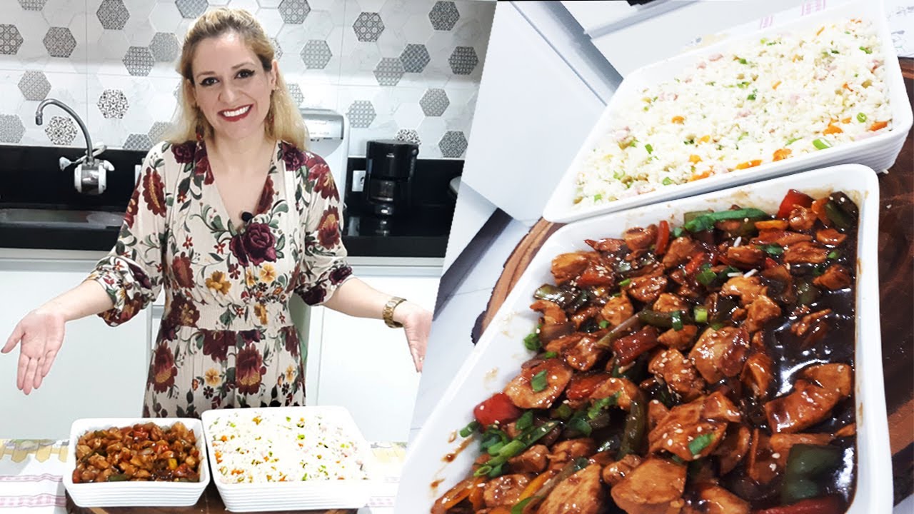 Frango Xadrez e Arroz Chop Suey Comida Chinesa