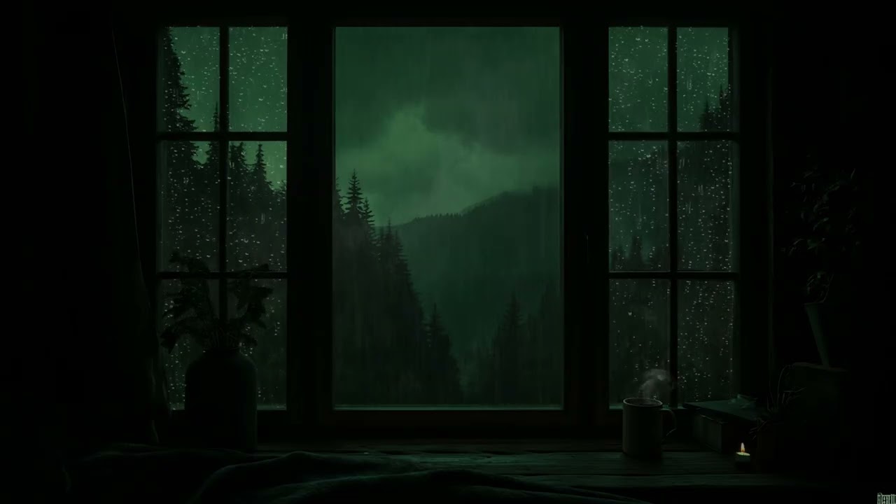 Soothing Garden Rain Sounds 🌧️ (No Ads) | Fall Asleep Fast in a Dark Window Ambience