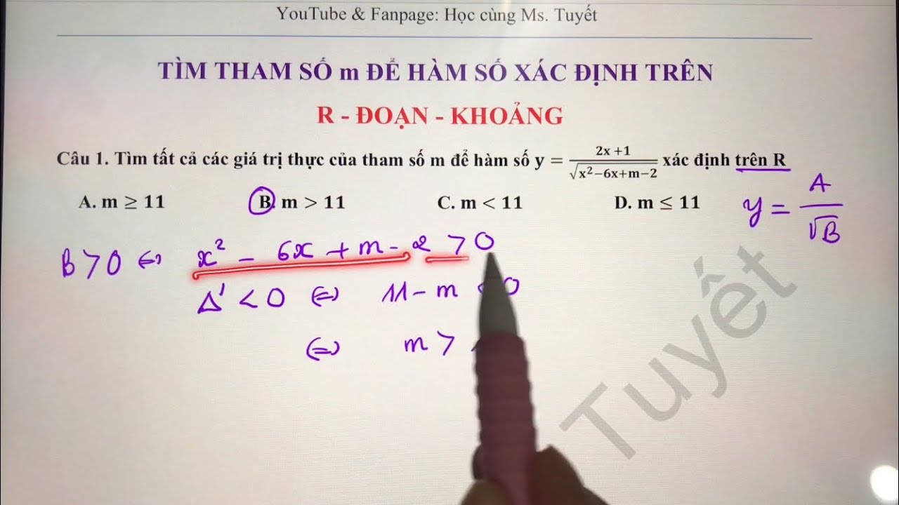 Toán 10. CĐ3. T11.Tìm tham số m để hàm số xác định trên R, trên đoạn, trên khoảng