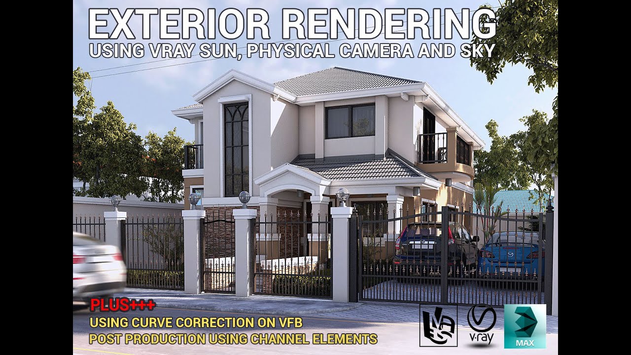 VRAY EXTERIOR LIGHTING AND RENDERING USING VRAY SUN SKY AND PHYSICAL CAMERA