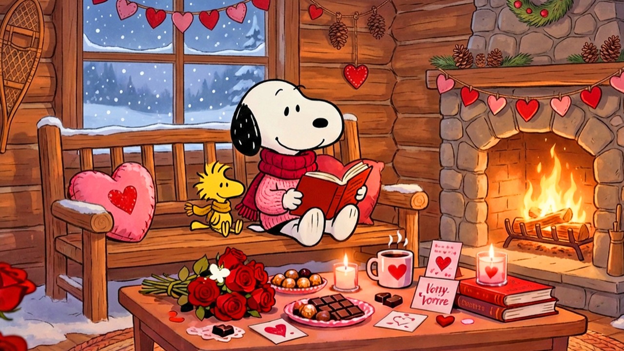 Relaxing Valentine Evening with Snoopy 💖  Soft Lofi Beats for Study, Relax & Love with Snoopy