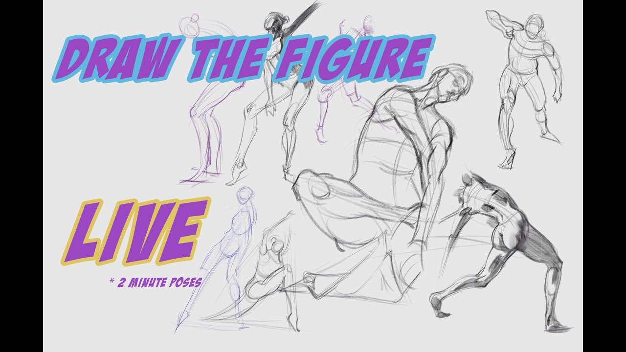 DRAW JUICE ART TUTORIALS Live Stream | 2 minute figure drawing