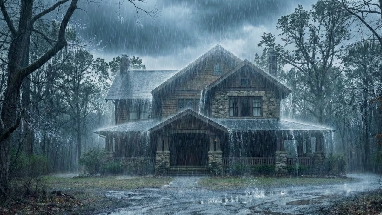 Gentle Midnight Rain Outside a Forest Cabin | Dark Night Sleep Ambience