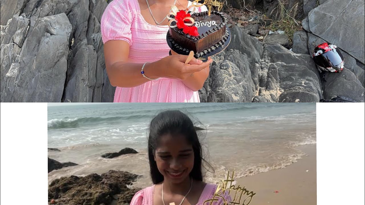 दिव्याचा  birthday ￼￼celebration beach वरती 