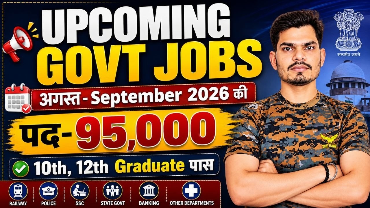 Upcoming Govt Jobs in August 2026 | 95,000+ Vacancies for 10th/12th Pass