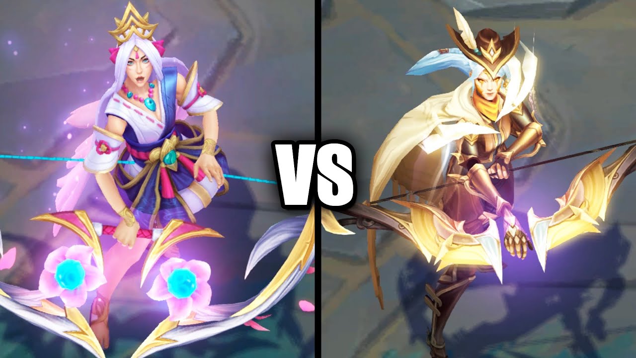 Spirit Blossom Ashe vs High Noon Ashe Legendary Skins Comparison (League of Legends)