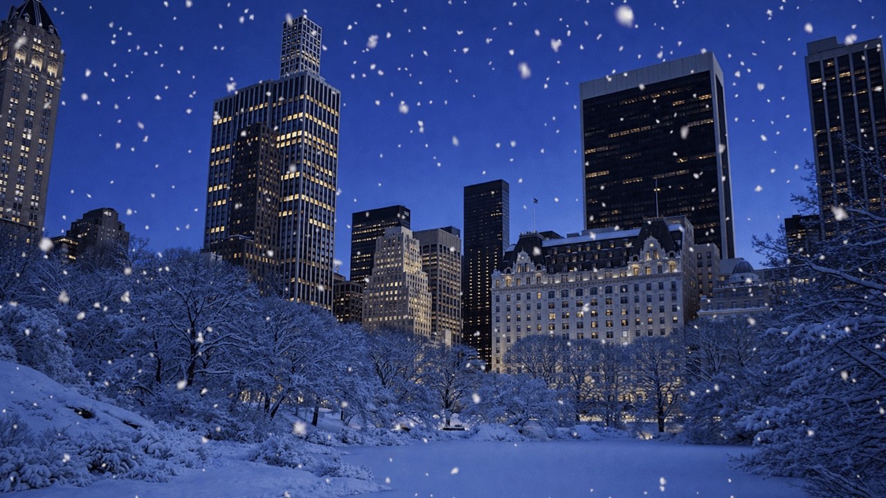 🌨️🌃 New York City Winter SNOW | 12 Hour Relaxing Snow Ambience for Study, Rest, and Deep Sleep