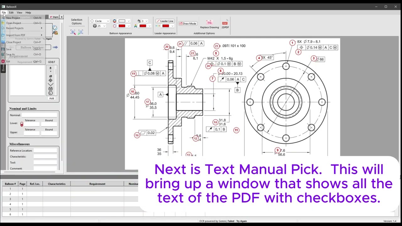 Importing Balloons from a PDF in BalloonX | Automated Ballooning Walkthrough