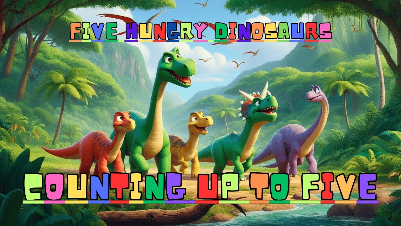 🦖 Five Hungry Dinosaurs | Fun Toddler Counting Song | Dinosaur Song for Kids 🎵
