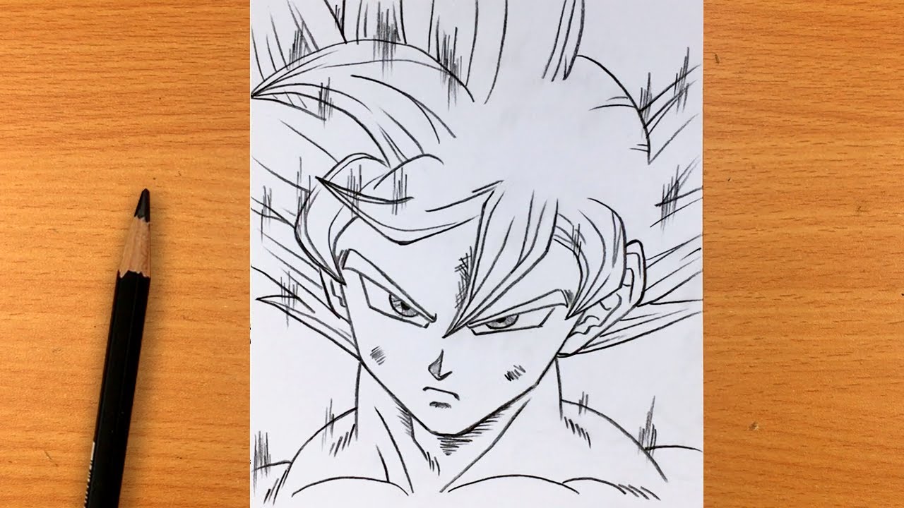 Cómo Dibujar a Goku Ultra Instinct Dominado Paso a Paso a Lápiz ✏️