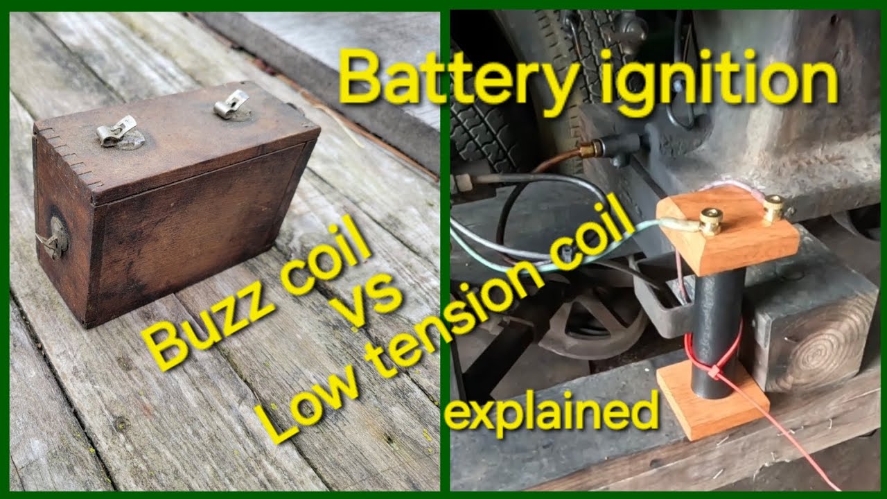 Antique gas engine battery ignition, the difference between buzz coil and low tension coil ignition