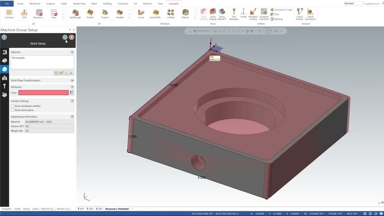 MasterCAM Tutorial on Custom WCS and ViewSheets