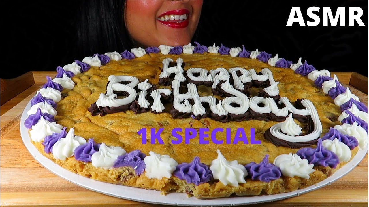 ASMR GIANT COOKIE MUKBANG l 1K & BIRTHDAY SPECIAL *NO TALKING* EATING SOUNDS
