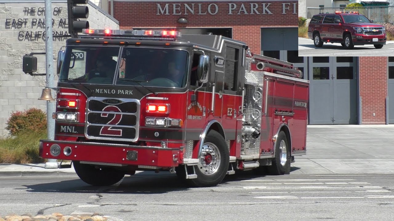 Menlo Park Fire Protection Dist. Battalion 101 and Engine 2 Responding
