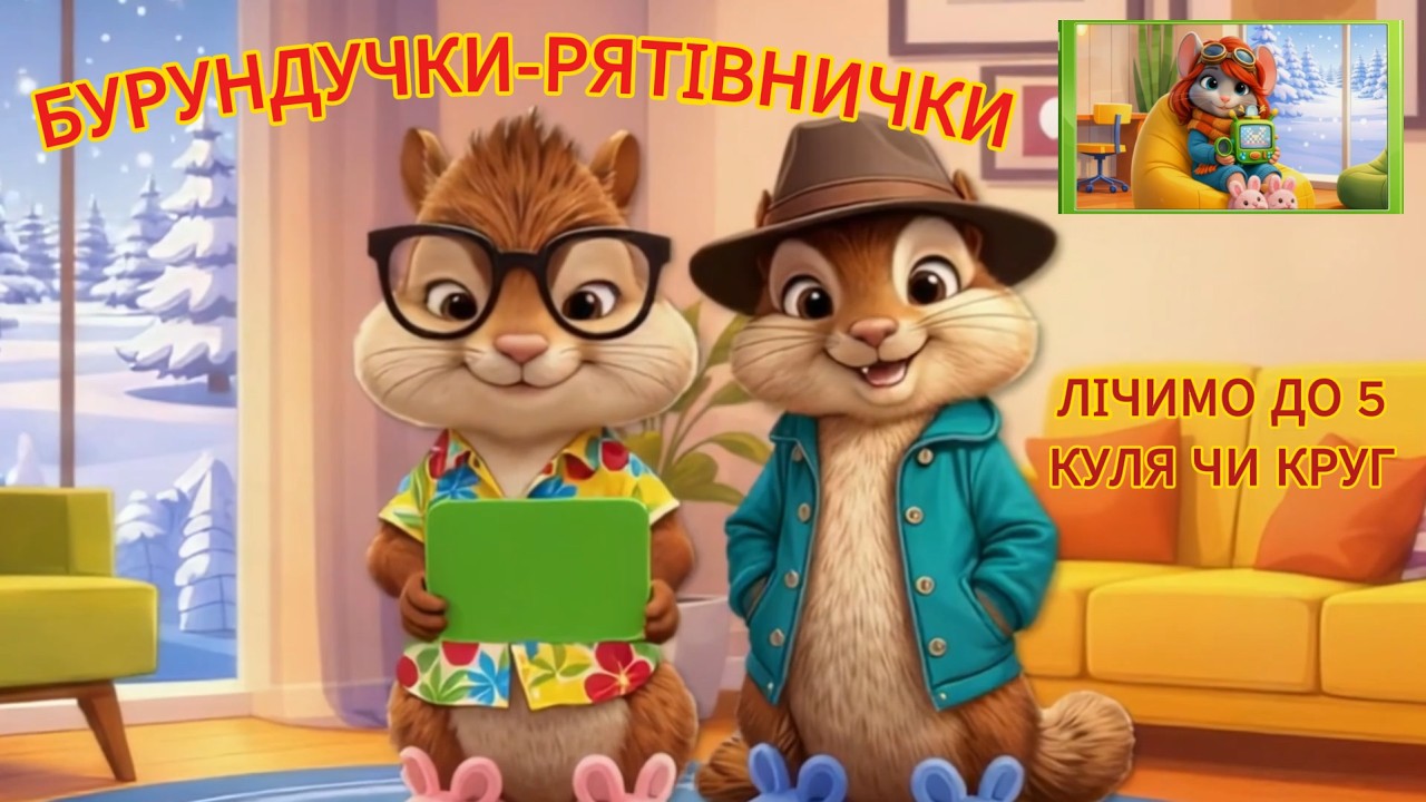 🐿️🚨 «Бурундучки-рятівнички попереджають про небезпеку»🔢 Лічба в межах 5. Куля та круг