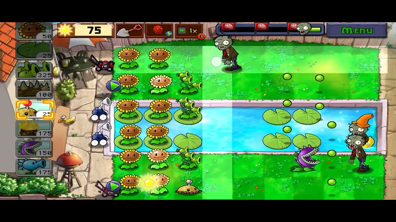 Plant vs Zombie Level 4 POOL | game zombie seru #plantvszombie  #tips #gameplay 