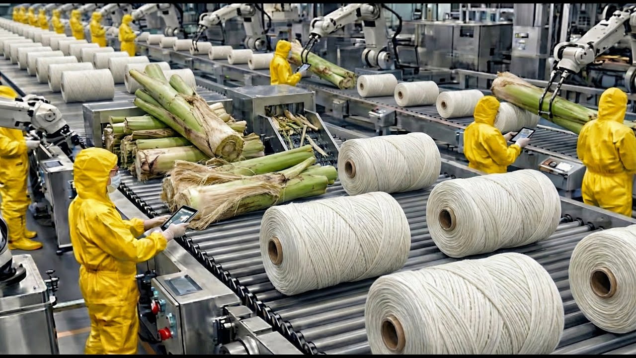 Inside the World’s Largest Banana Stem Factory – (Full Process) How Fine Fibers Are Made