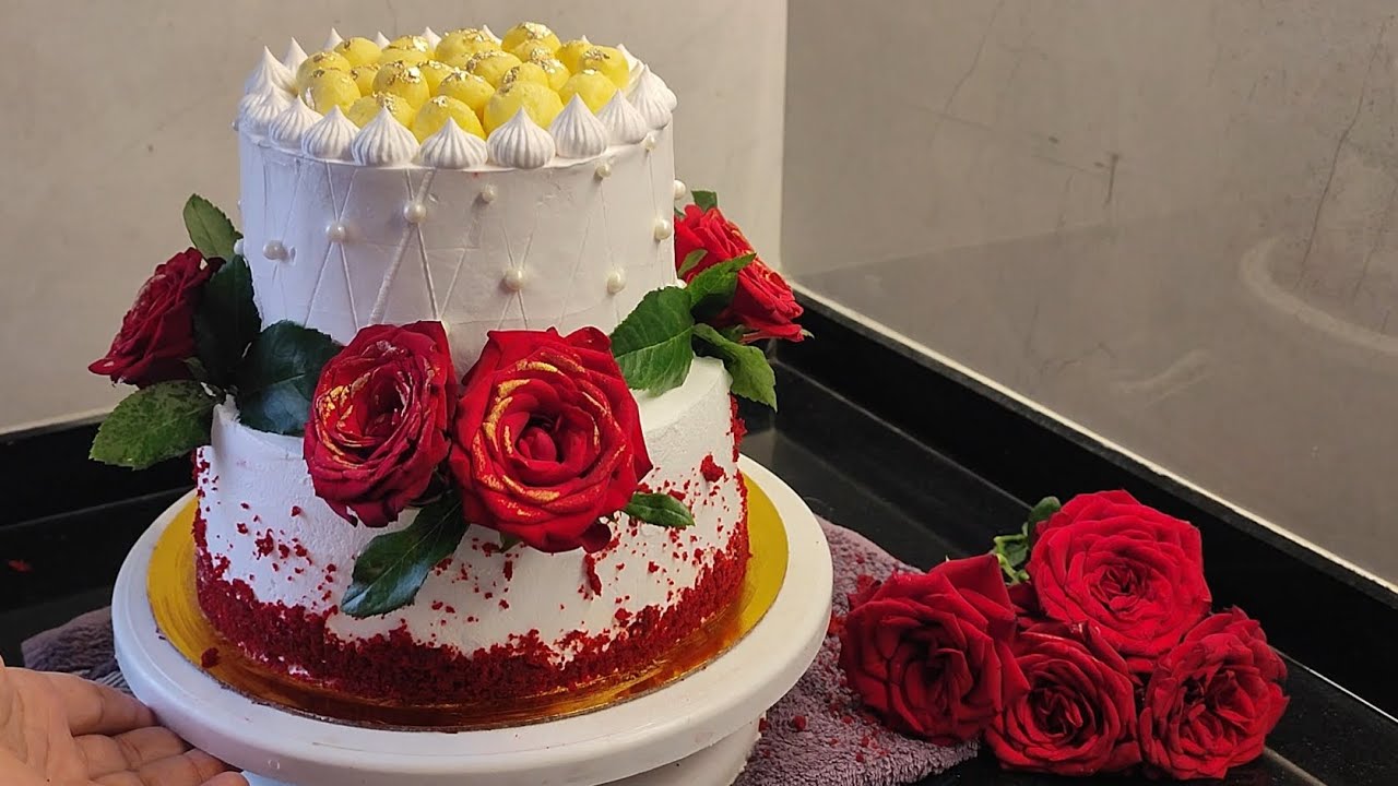 Valentine's day special cake decoration recipe video | Rasmalai cake | red velvet cake