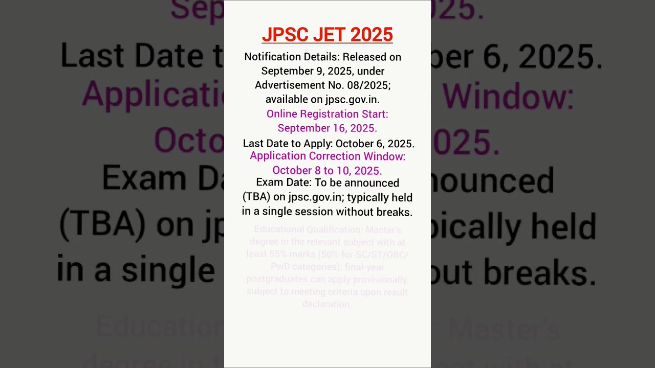 JPSC JET 2025 Notifications || Jharkhand Assistant Professor Recruitment || Jharkhand Vacancies
