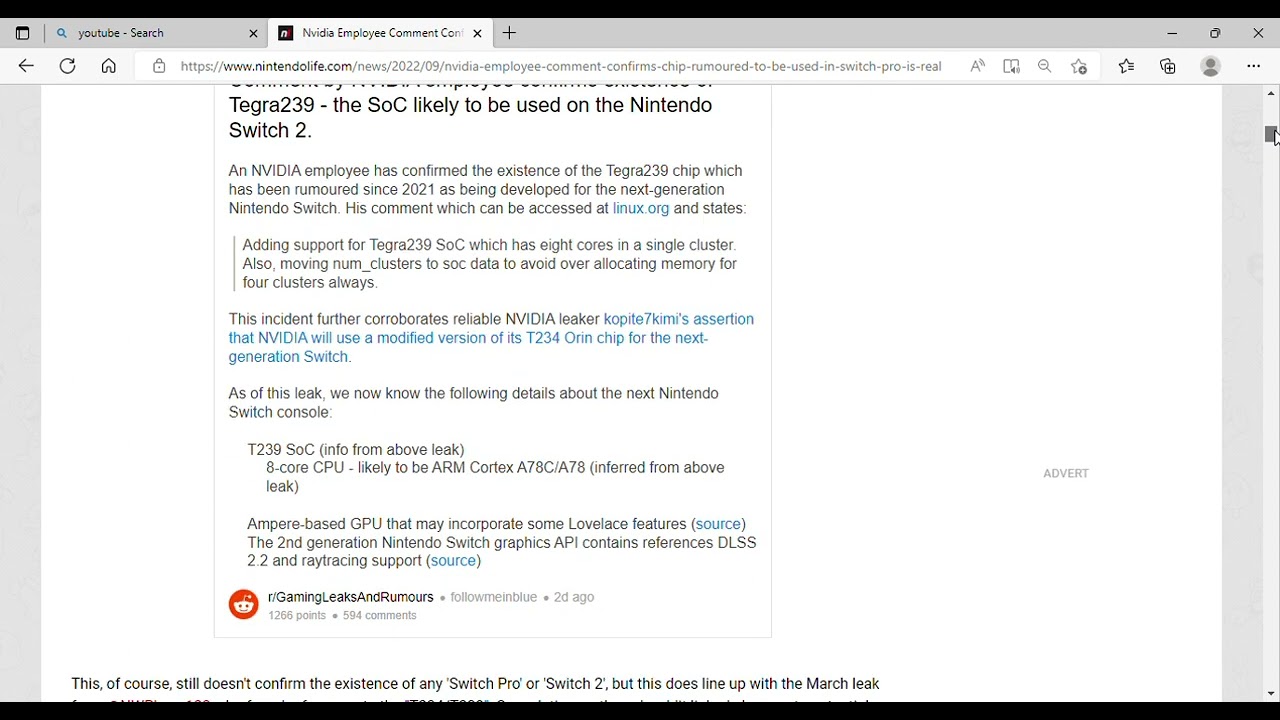 Nvidia Employee Comment Confirms Chip Rumoured To Be Used In 'Switch Pro' Is Real